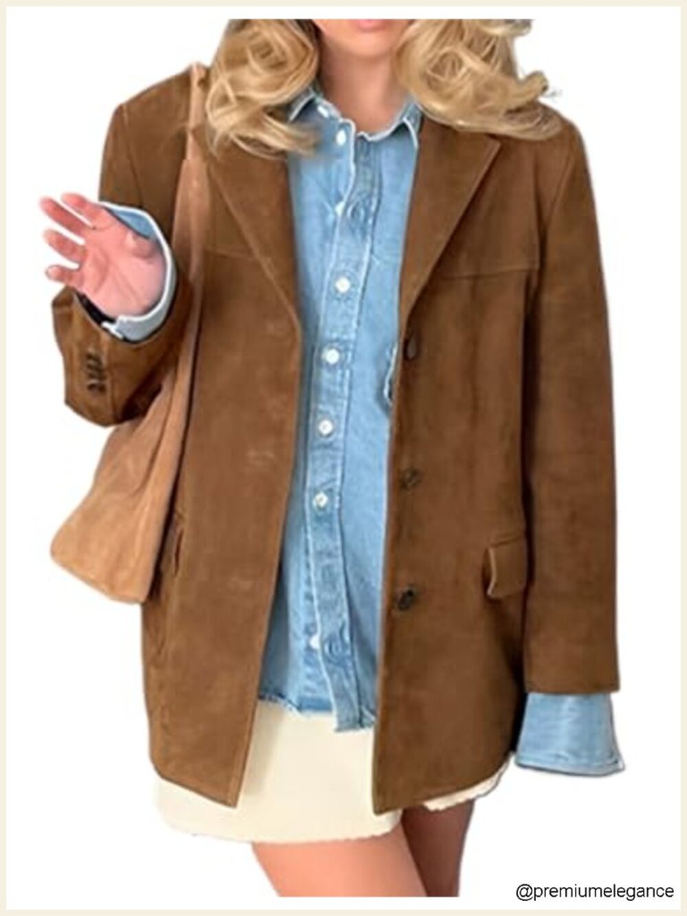 Oversized Faux Leather Blazer Jacket Long Sleeve Notch Lapel